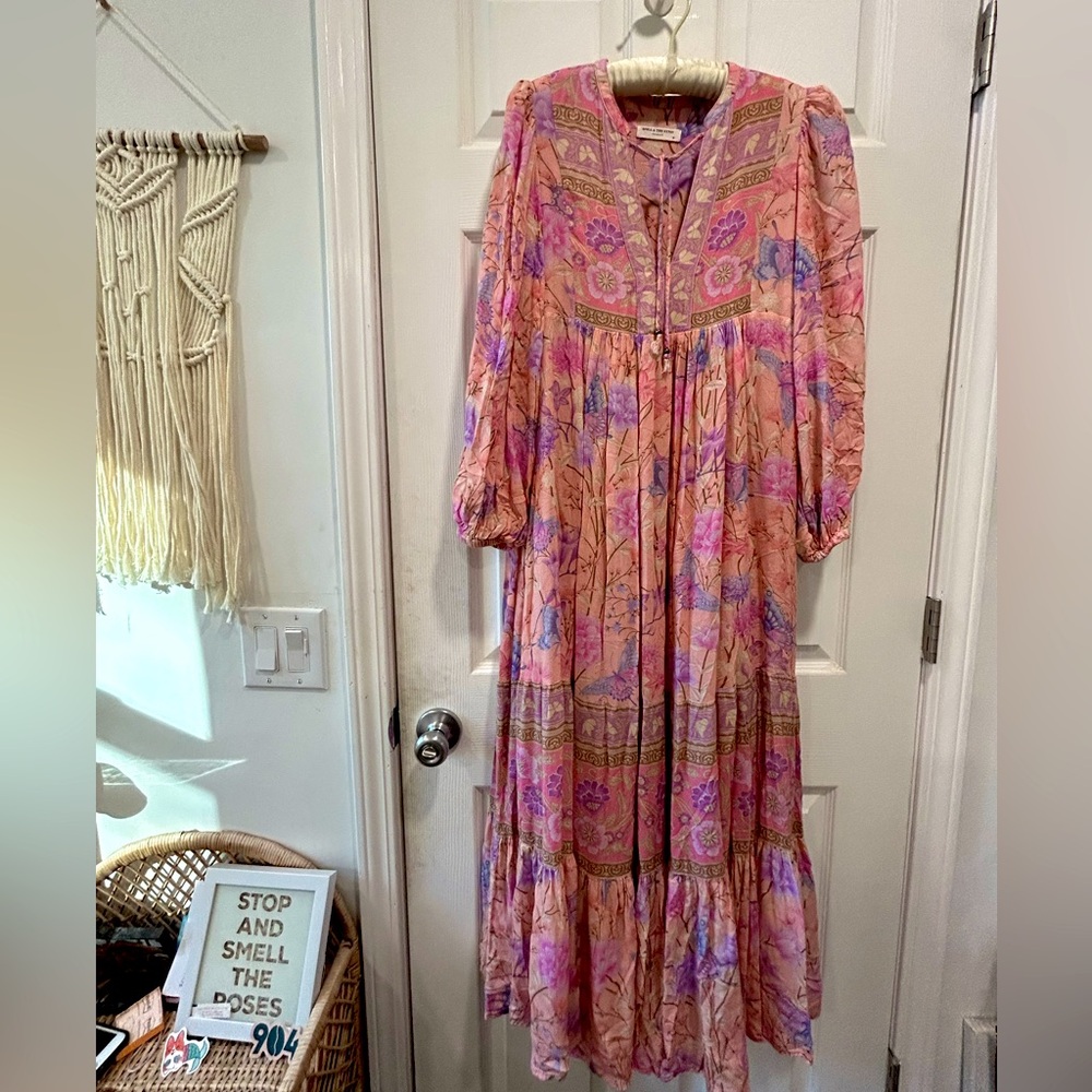Spell & The Gypsy Collective Musk Butterfly Boho Maxi Dress Size X Small NWOT